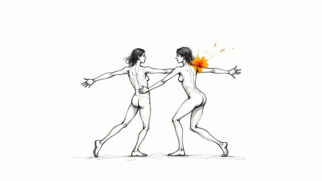 Two people's hands gently supporting each other, symbolizing a healthier, less codependent relationship.