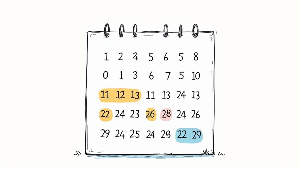A calendar and a pill cutter on a table, symbolizing a structured tapering plan.