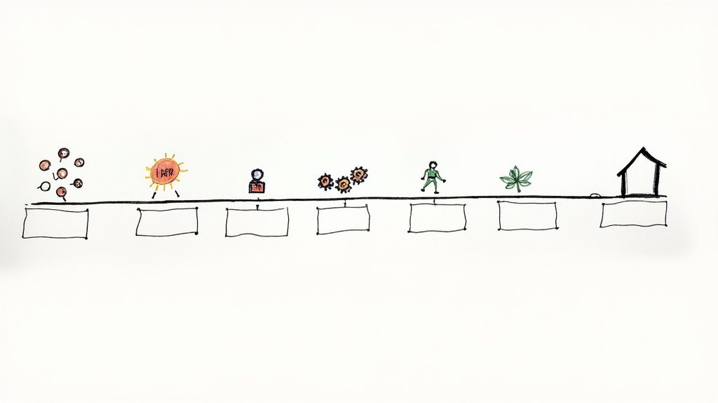 A small group of people sitting in chairs and talking in a supportive therapy session.