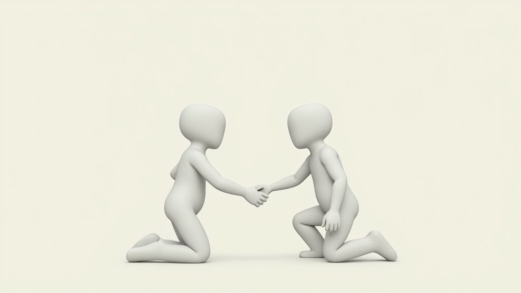 Two people holding hands, symbolizing the rebuilding of trust and connection in sobriety.