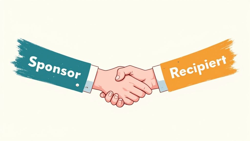 A group of professionals collaborating in a modern office, representing a sponsorship partnership.