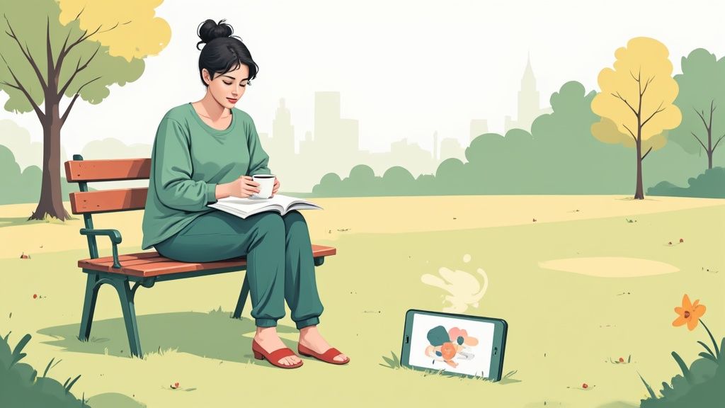 A woman practicing yoga and meditating peacefully at home.