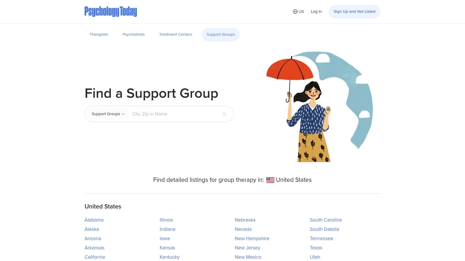 Psychology Today — U.S. Support Group Directory