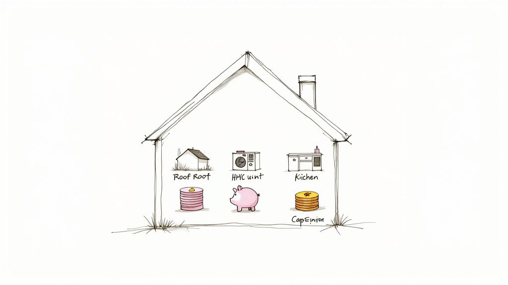 A modern kitchen in a rental property with new appliances and countertops.