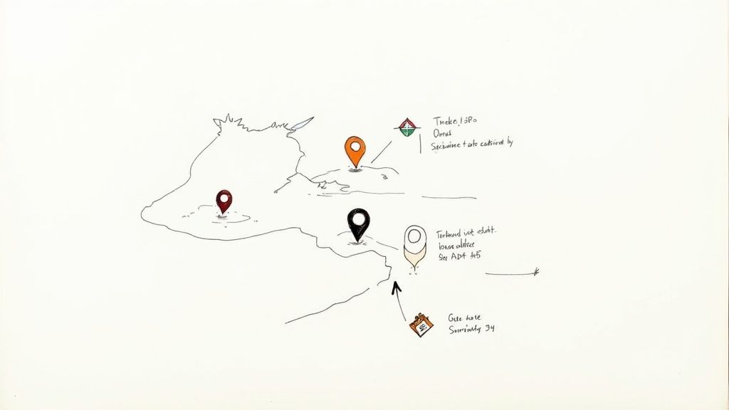 A scenic market street in a popular vacation destination with bustling activity and charming architecture