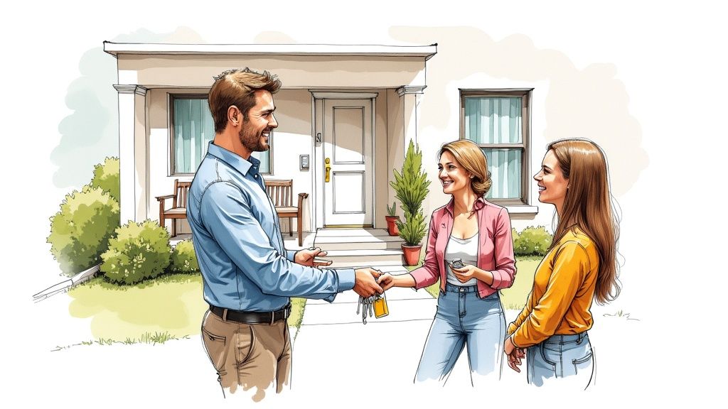 Um grande "X" vermelho pintado sobre a porta de um imóvel alugado, simbolizando o encerramento e o incumprimento.