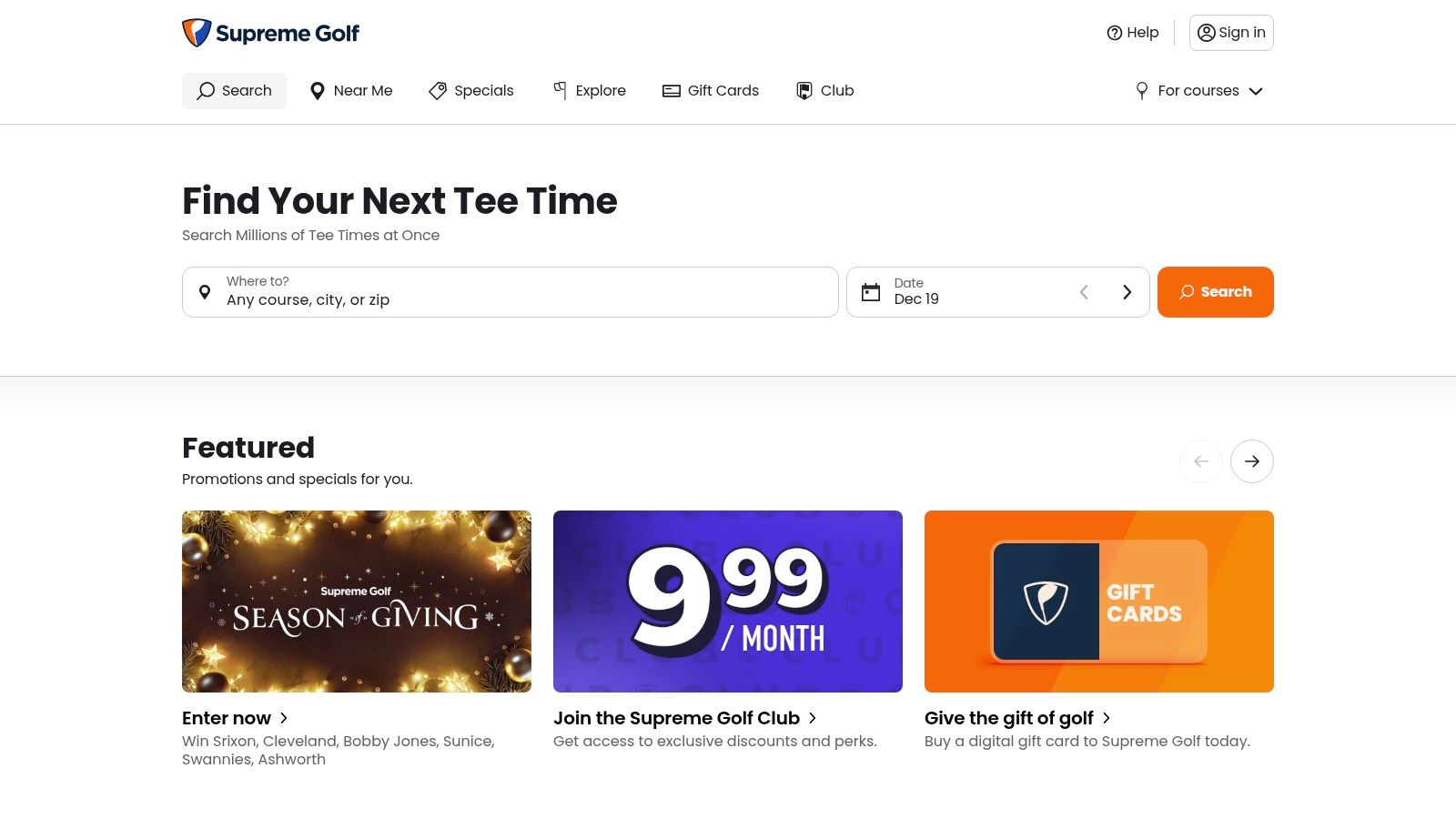 Supreme Golf (CBS Sports Tee Times)