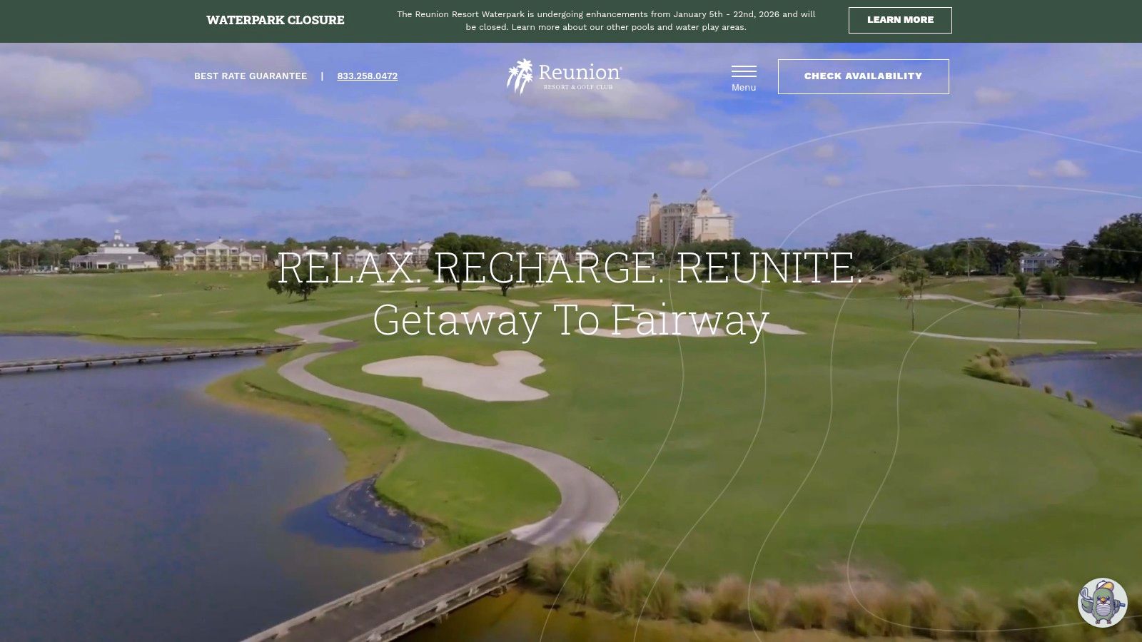 Lush golf course at Reunion Resort & Golf Club in Orlando