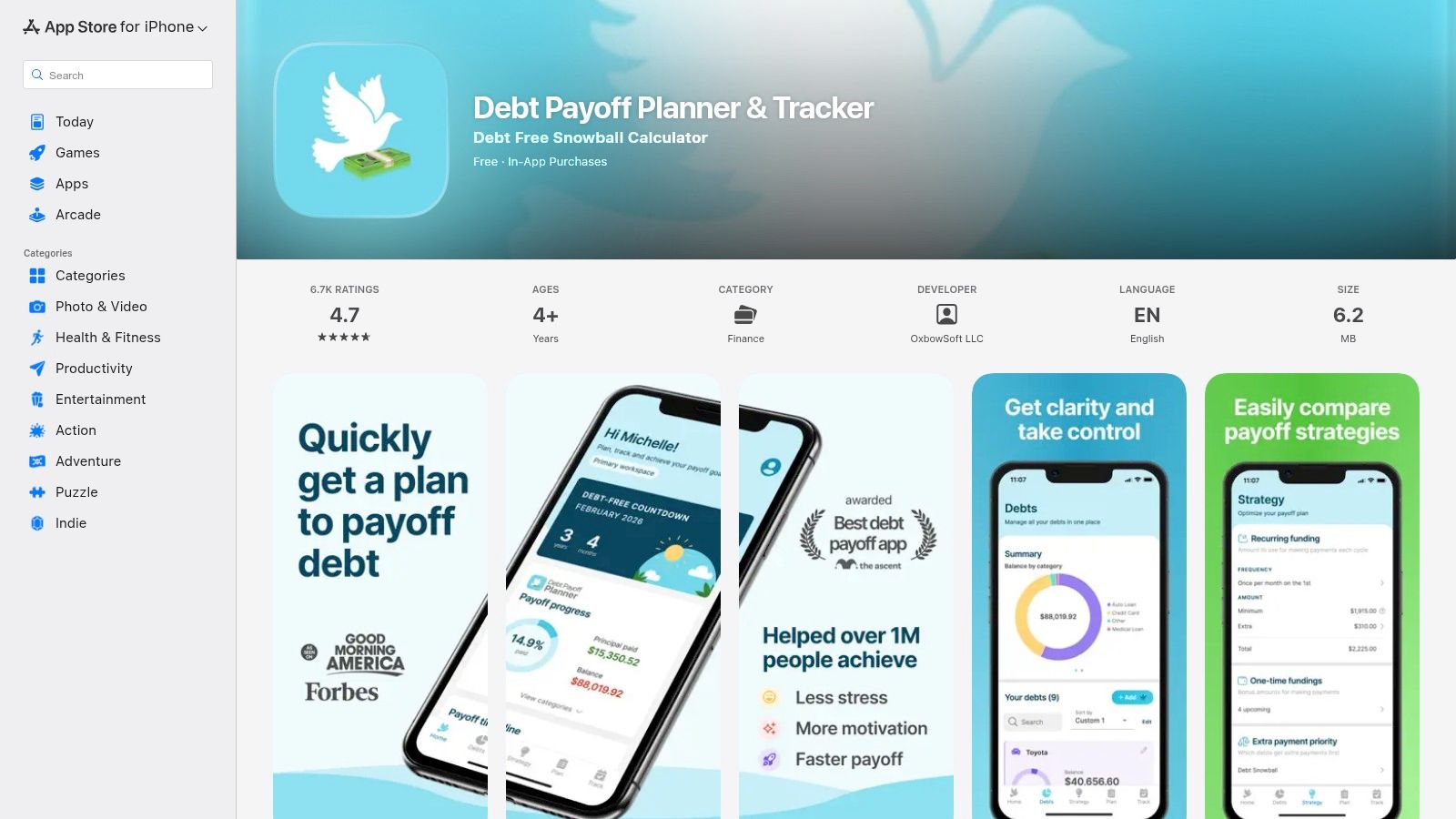 Apple App Store – Debt Payoff Planner & Tracker