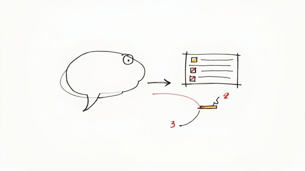 Team members collaborating around a screen showing data and feedback trends.