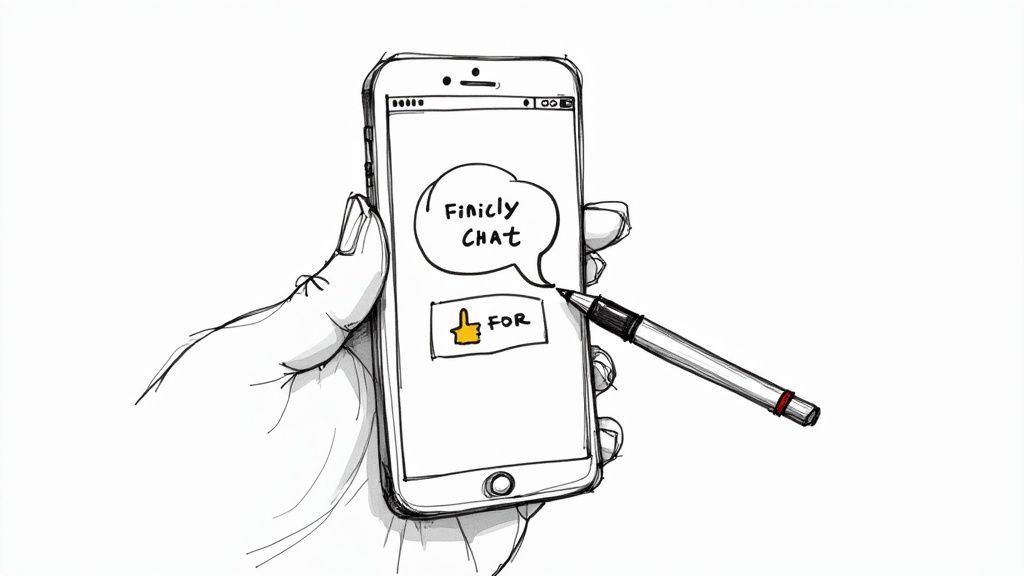 A person writing a positive review on a laptop, with a warm and inviting background.