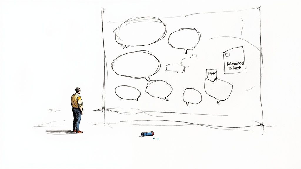 A person looking thoughtfully at a computer screen showing customer reviews.