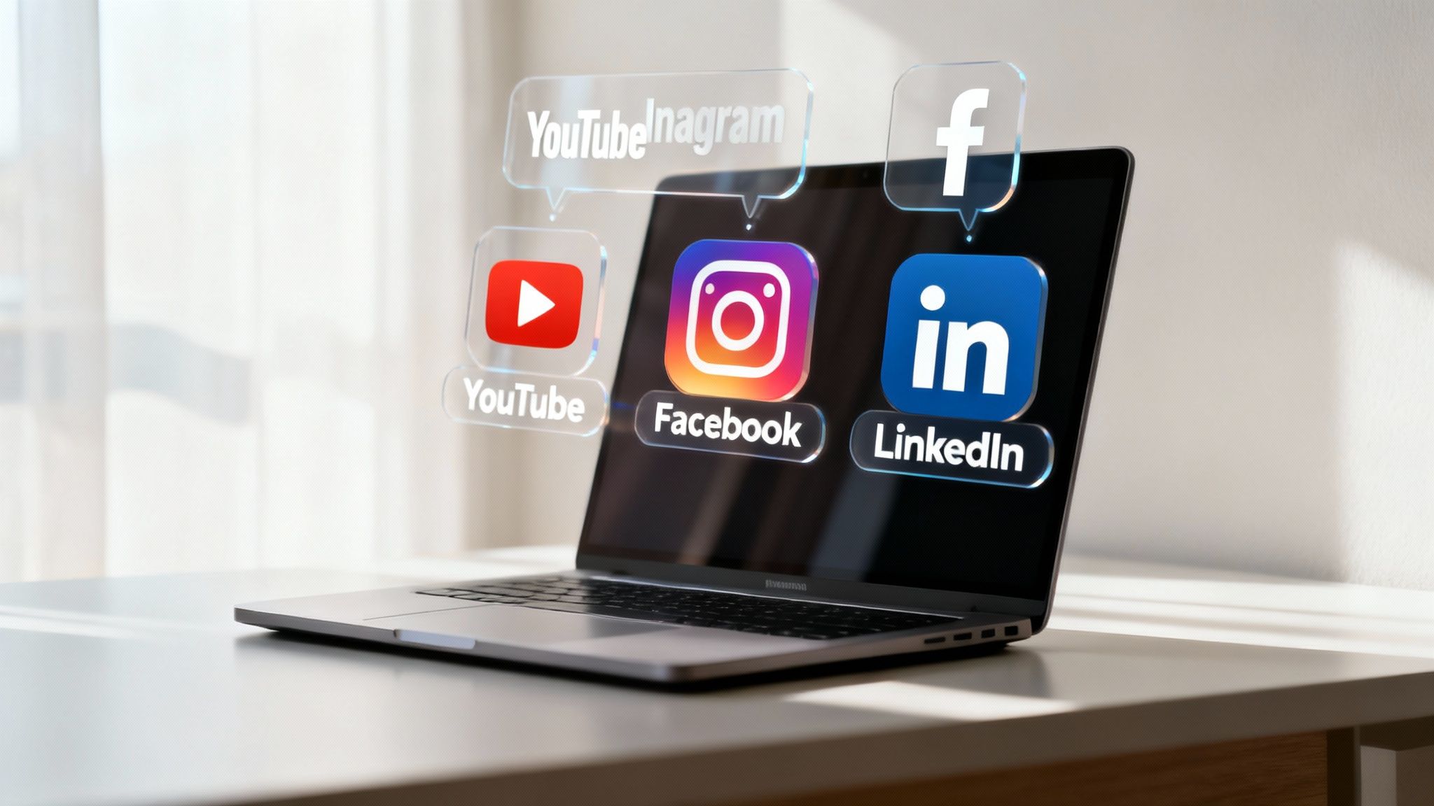 A person sharing a video on multiple devices, illustrating different distribution platforms.