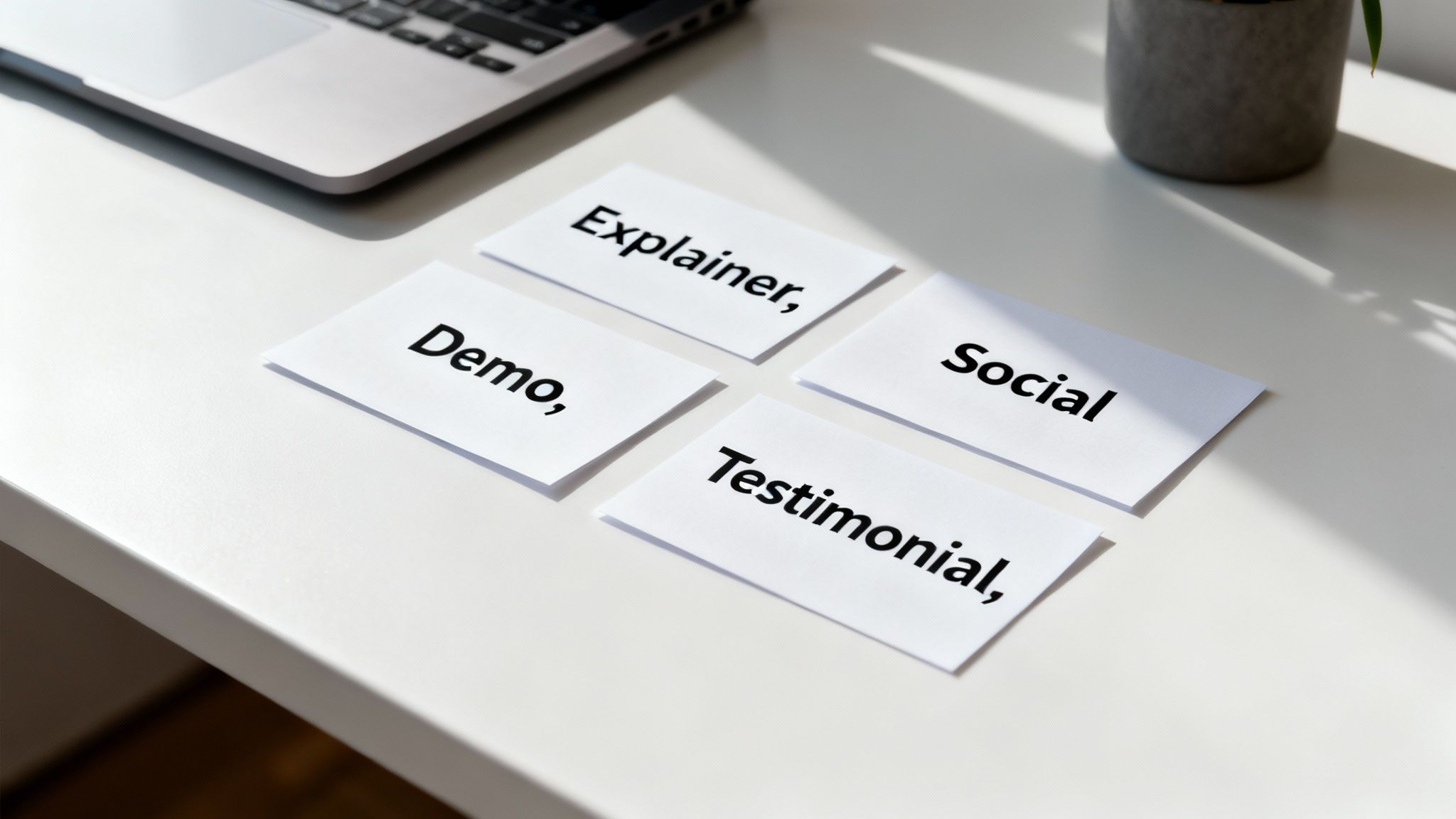 A person using a smartphone to film different types of high-impact videos for a small business.