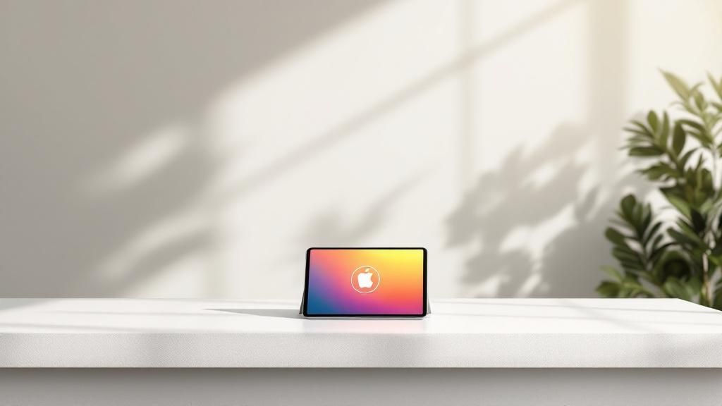 A creative team discussing a video marketing project in a modern office setting.