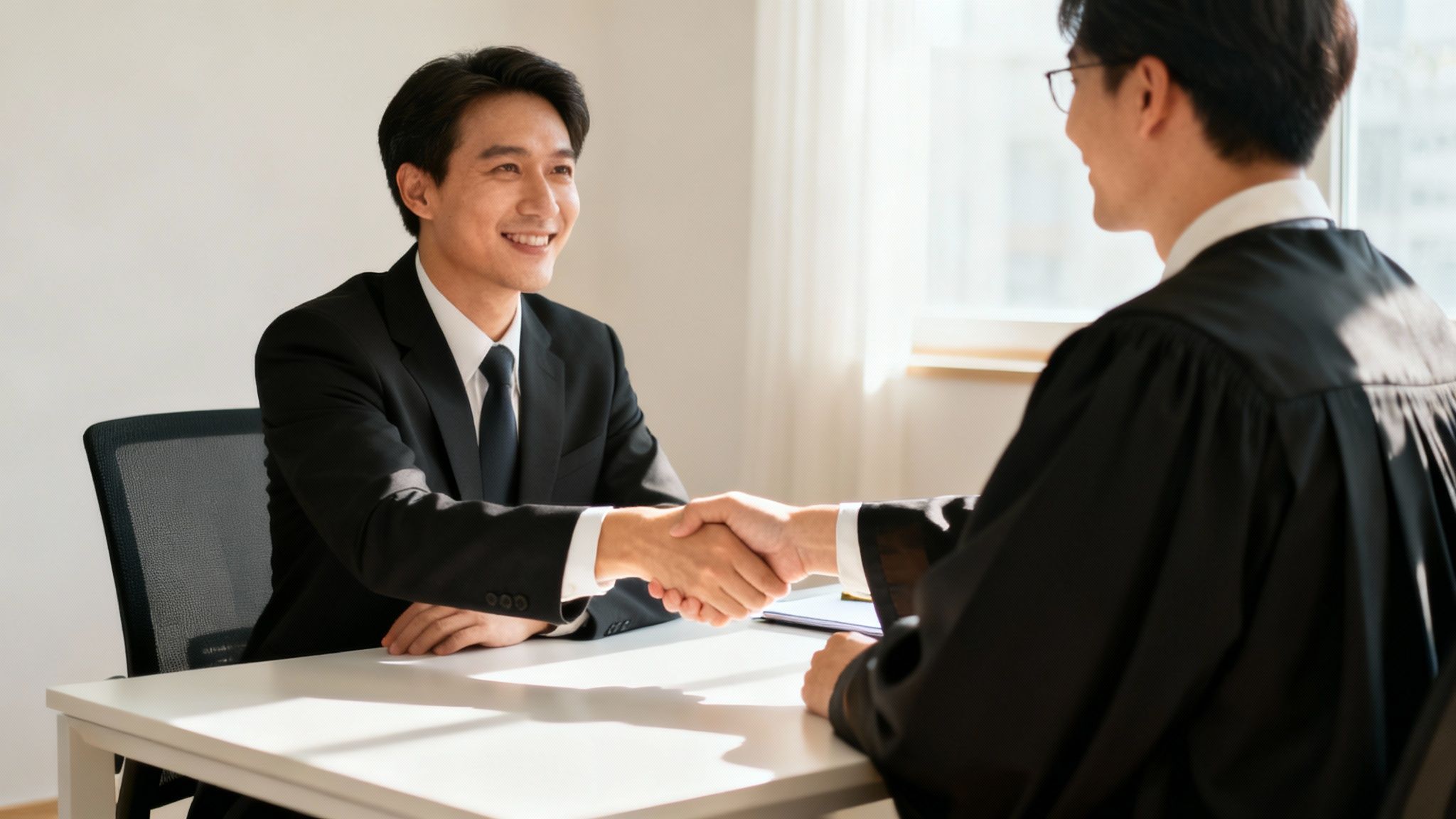 Lawyers in a meeting discussing a new content strategy for their firm.