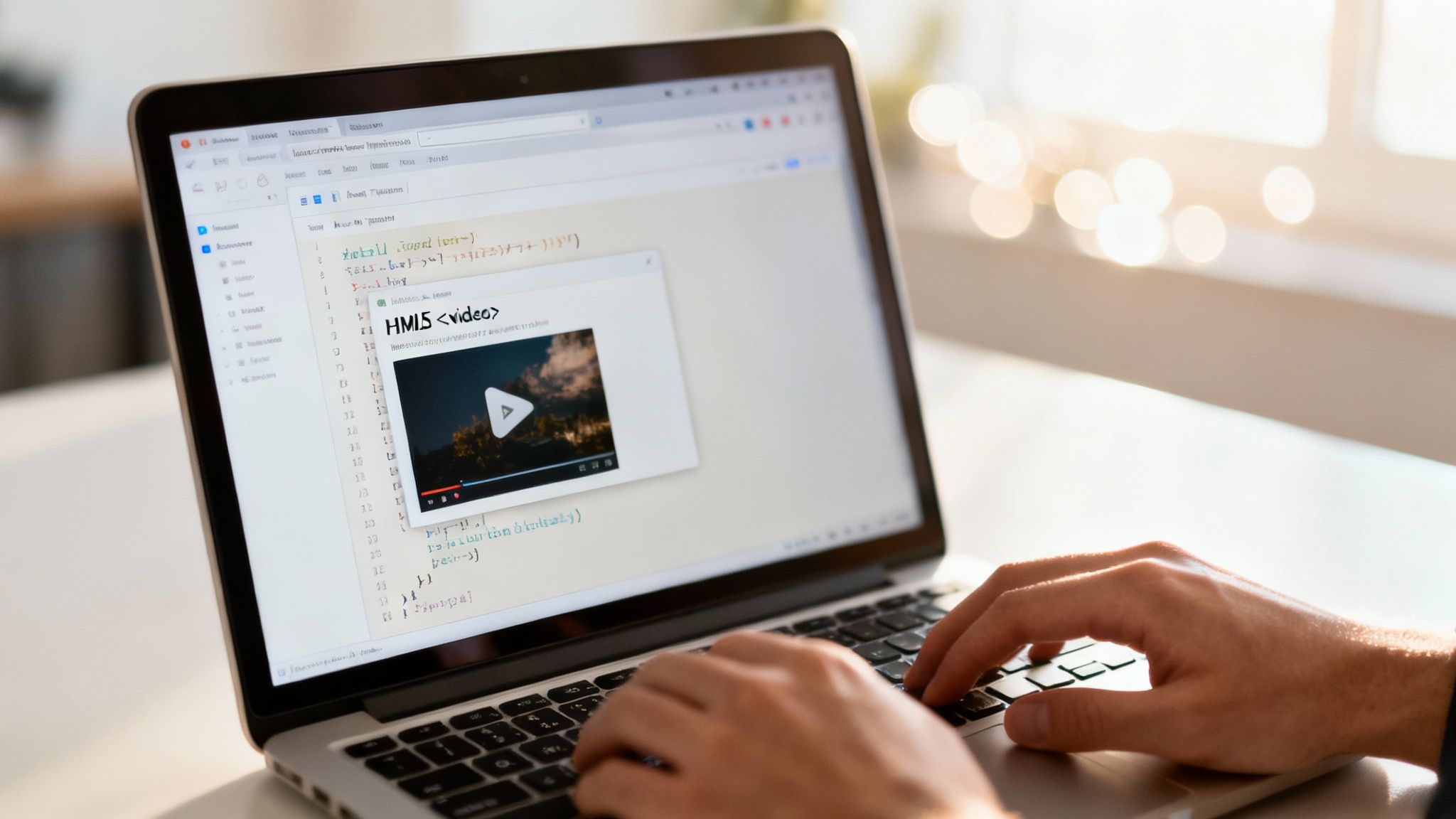 A screenshot of the HTML <video> tag element documentation on MDN, showing code examples and attribute descriptions.