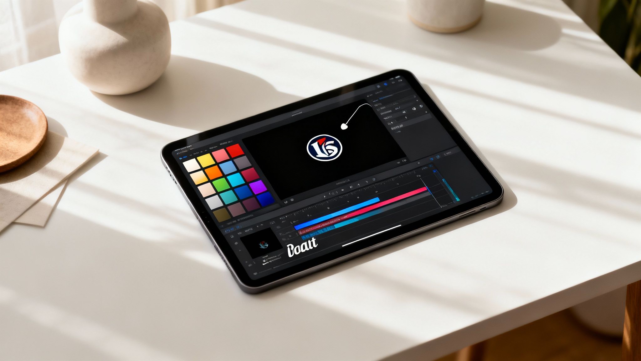 A designer selecting a video template from a gallery on a computer screen