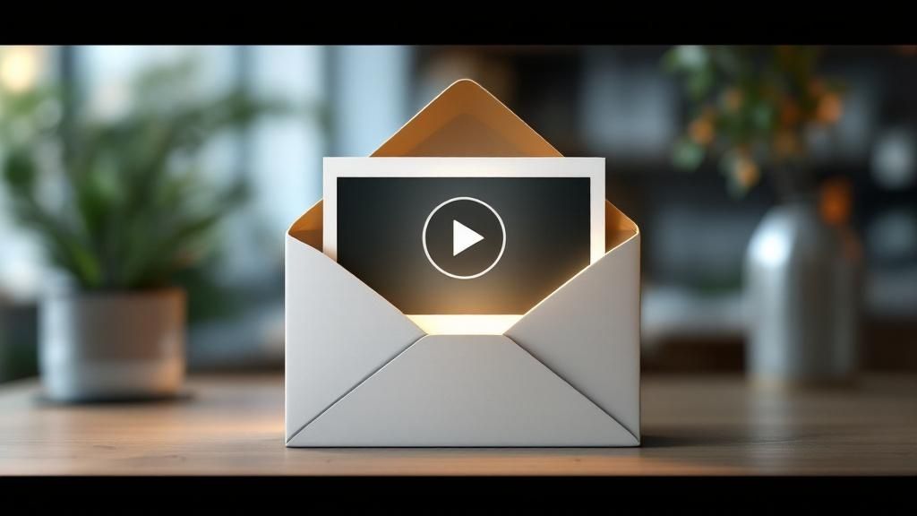 A creative collage of different personalized video applications: an e-commerce product in a video, a financial chart, and a travel itinerary.