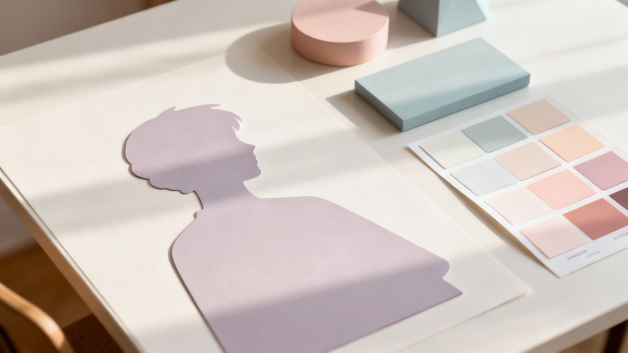 A mood board with color palettes, character designs, and typography for an animation project.