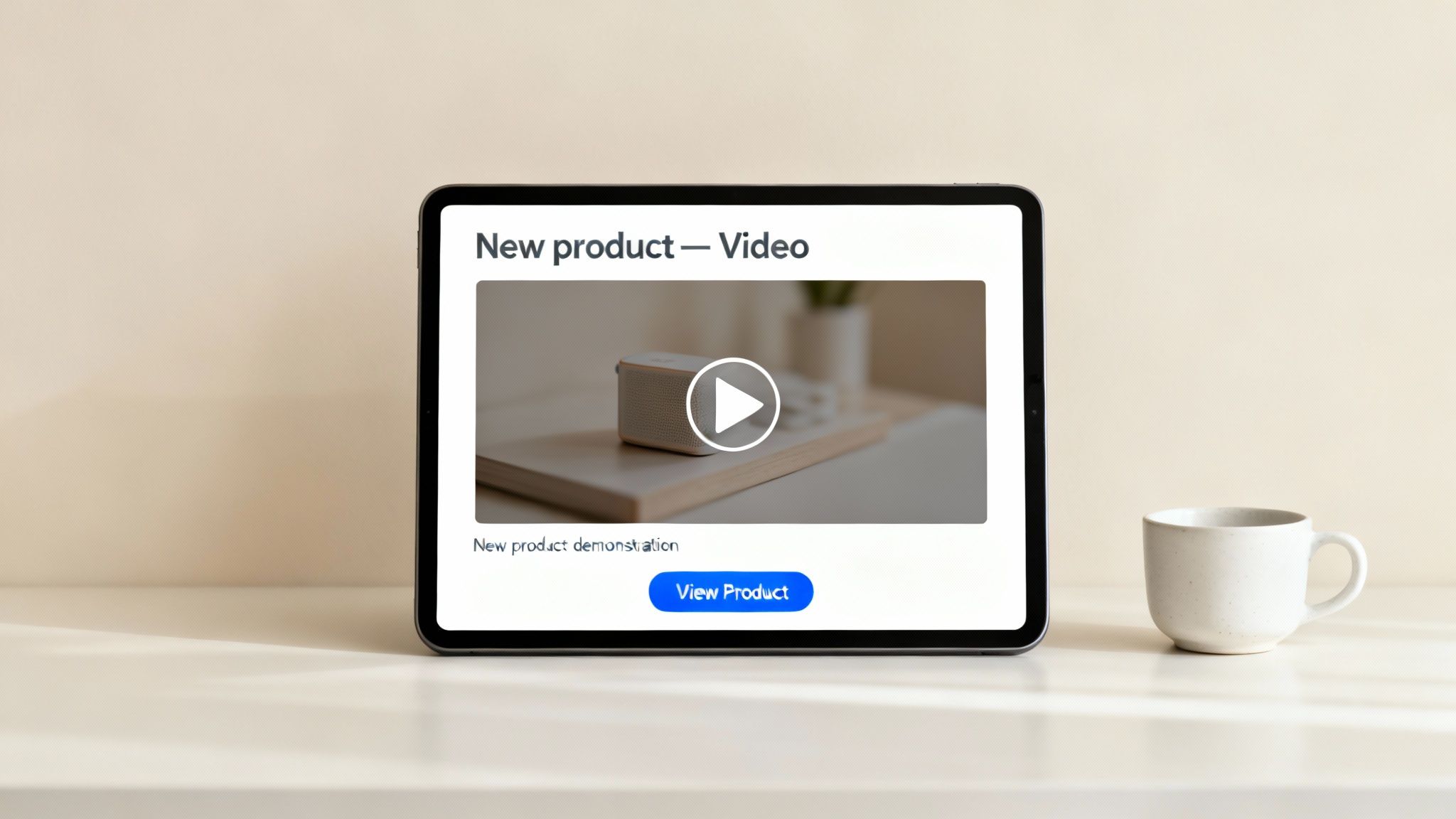 A checklist on a digital tablet with a play button icon, symbolizing best practices for video emails.