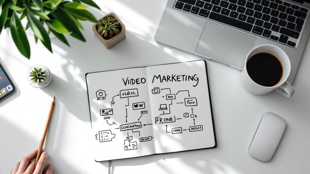 A person editing a short-form video on their smartphone, surrounded by social media icons.