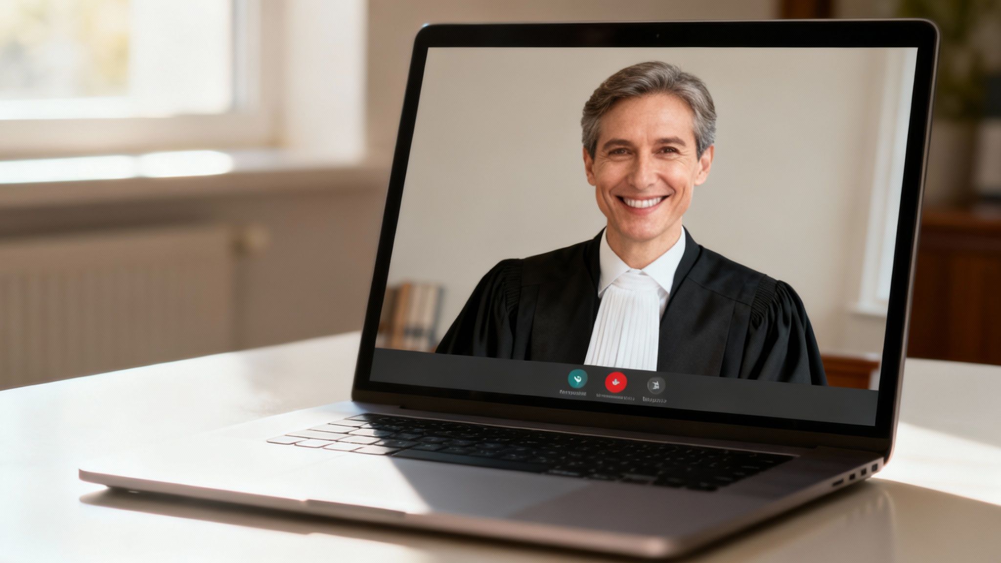 A lawyer recording a video in their office to connect with clients.