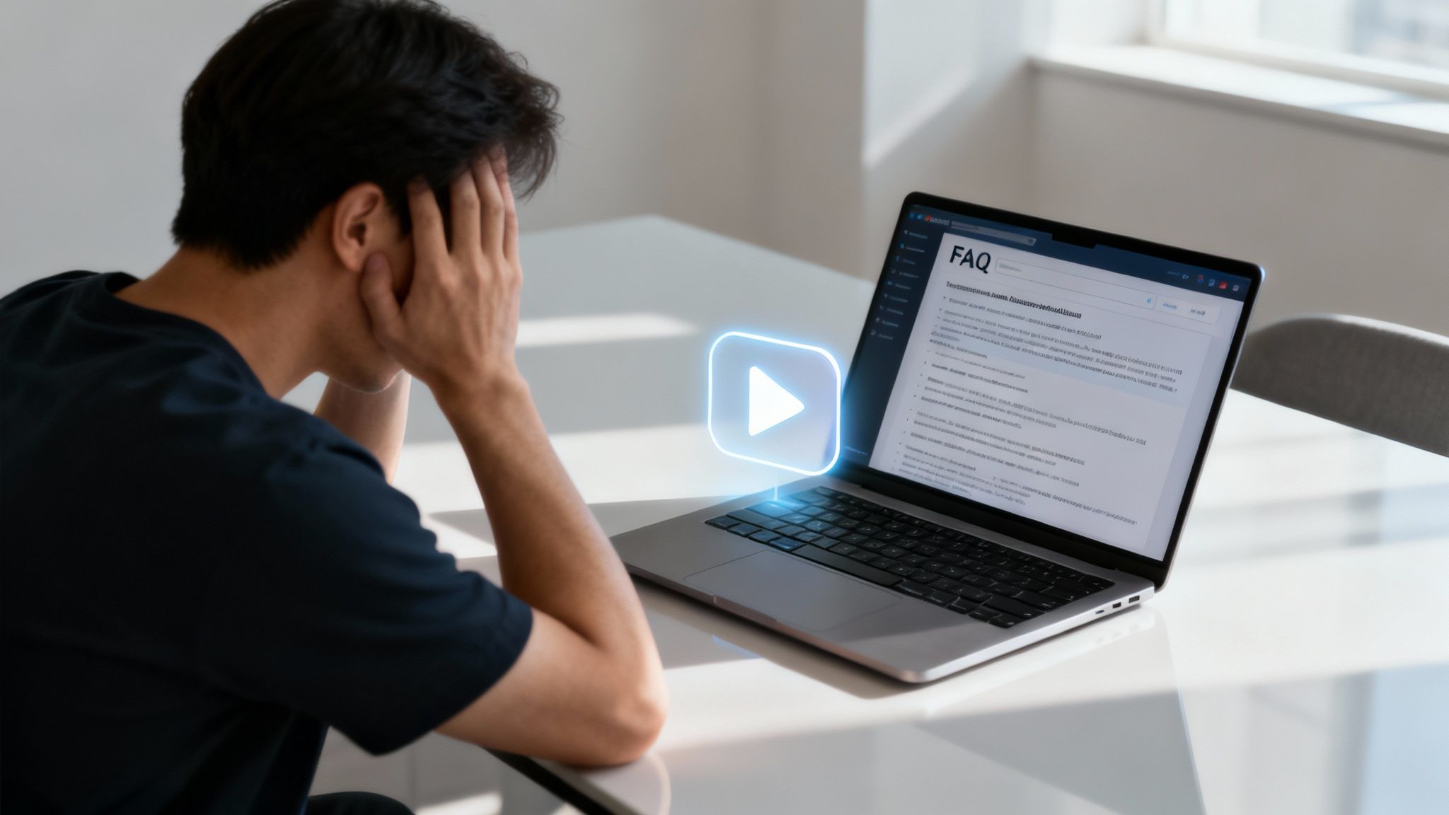A customer service representative smiling while helping a customer through a video call.