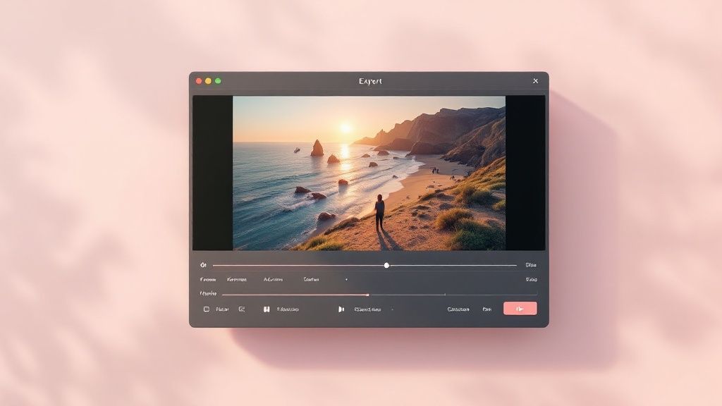 A person scrolling through a social media feed on their phone, where a video with prominent text is playing without sound.