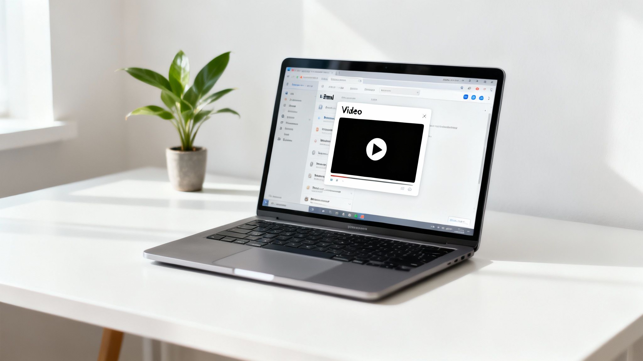 A person editing a video on a laptop, representing the creation of engaging email content.