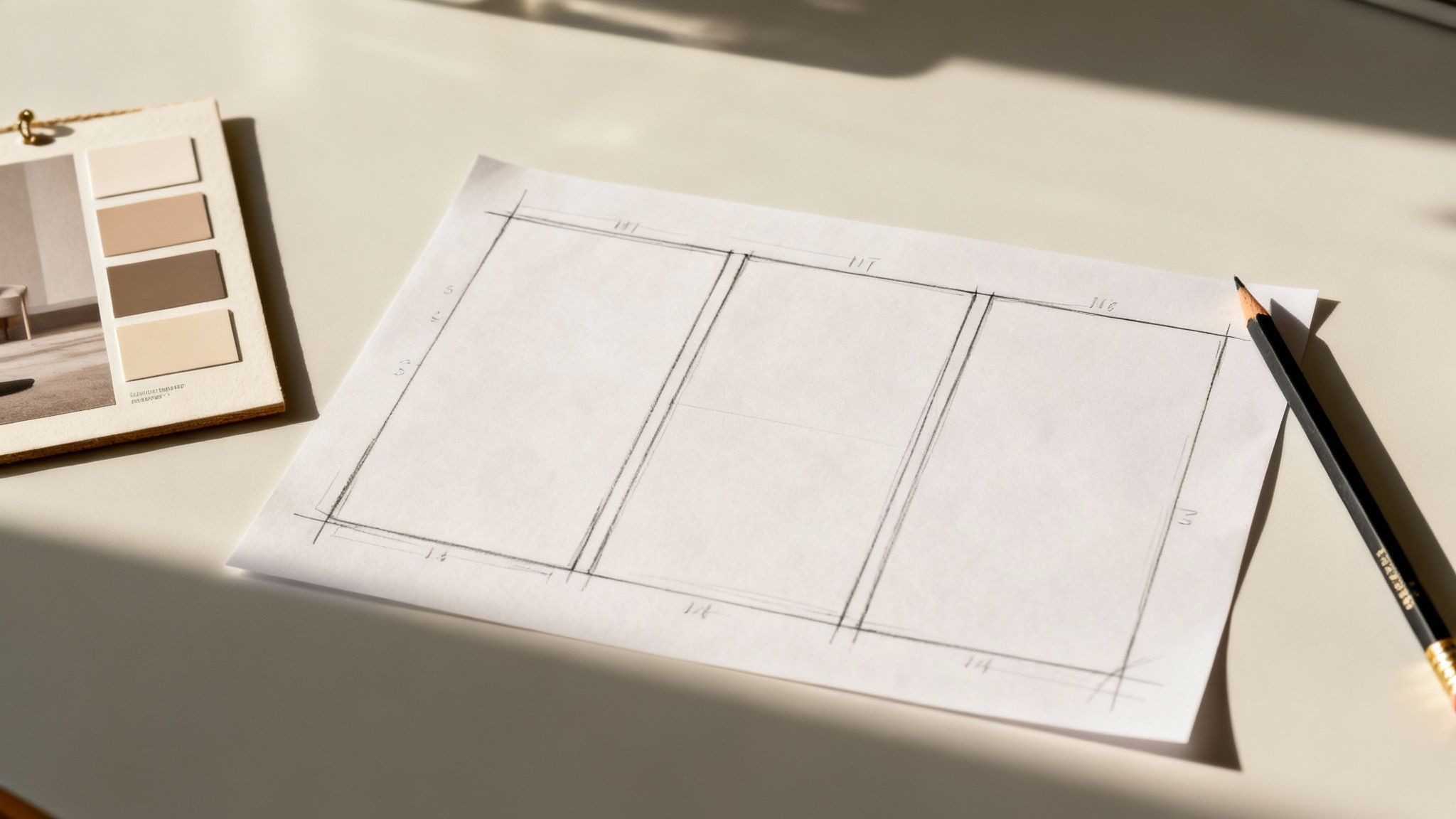 A desk with storyboards and sketches, showing the creative planning process for an animation.