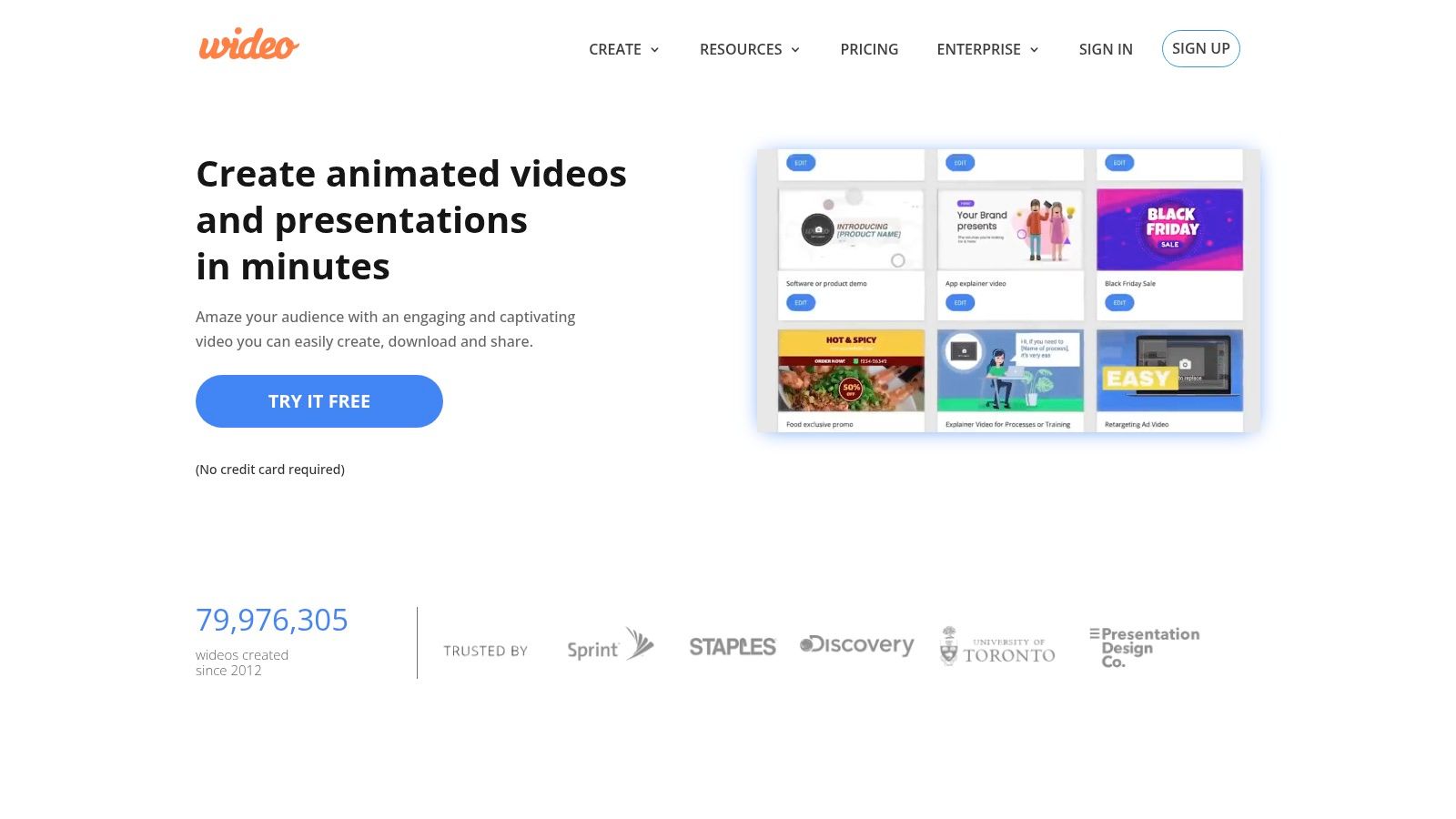 Wideo platform showcasing its video creation interface