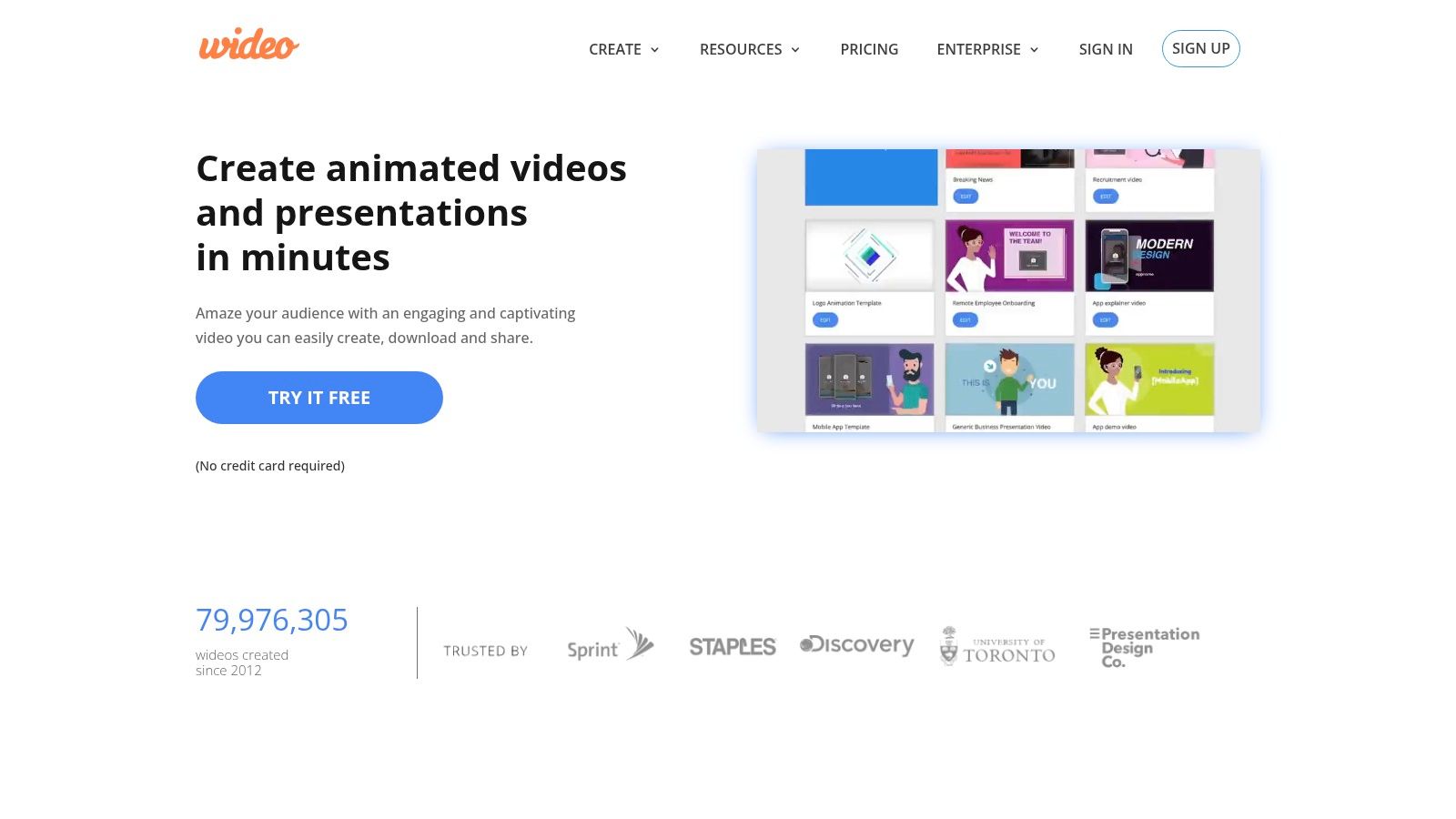 Wideo's animation software interface for beginners