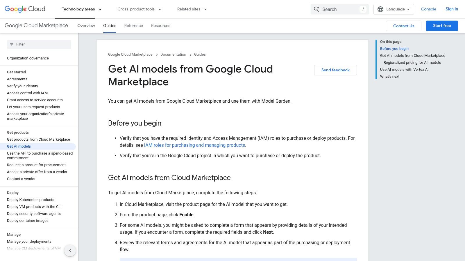 Google Cloud Marketplace (AI / Vertex AI Model Garden)