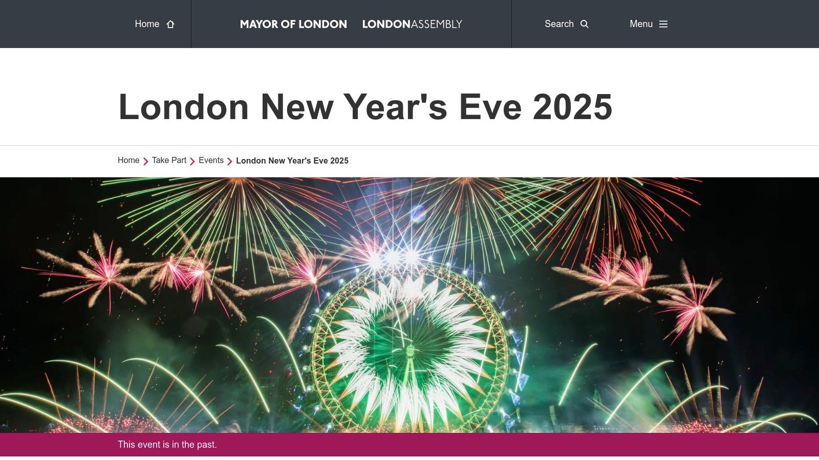 London City Hall (official NYE fireworks information)
