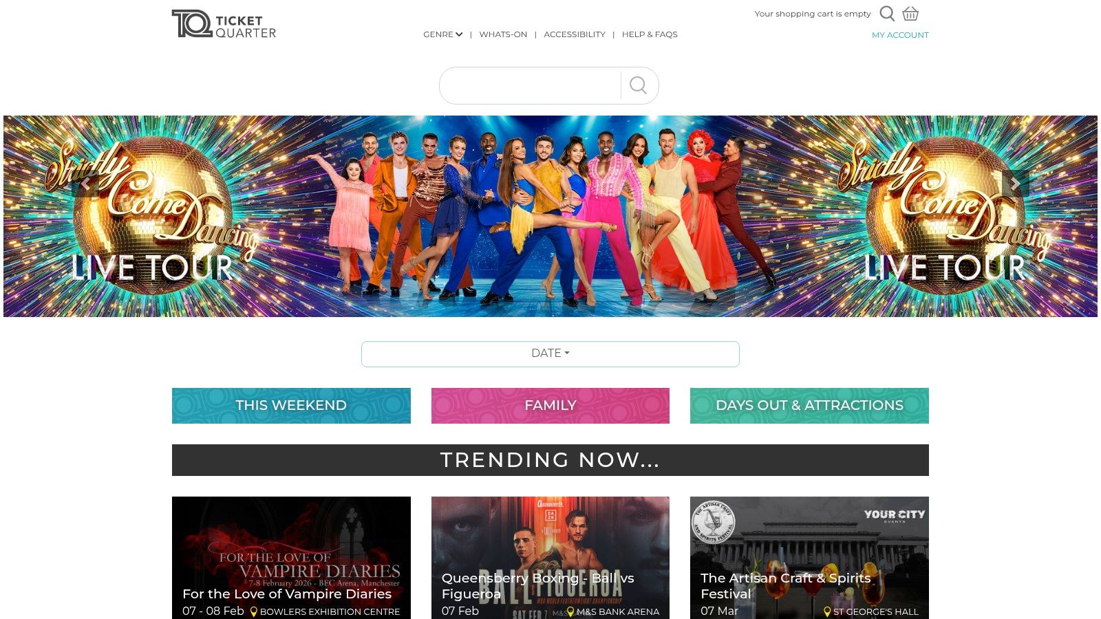 TicketQuarter official website homepage for Liverpool music events