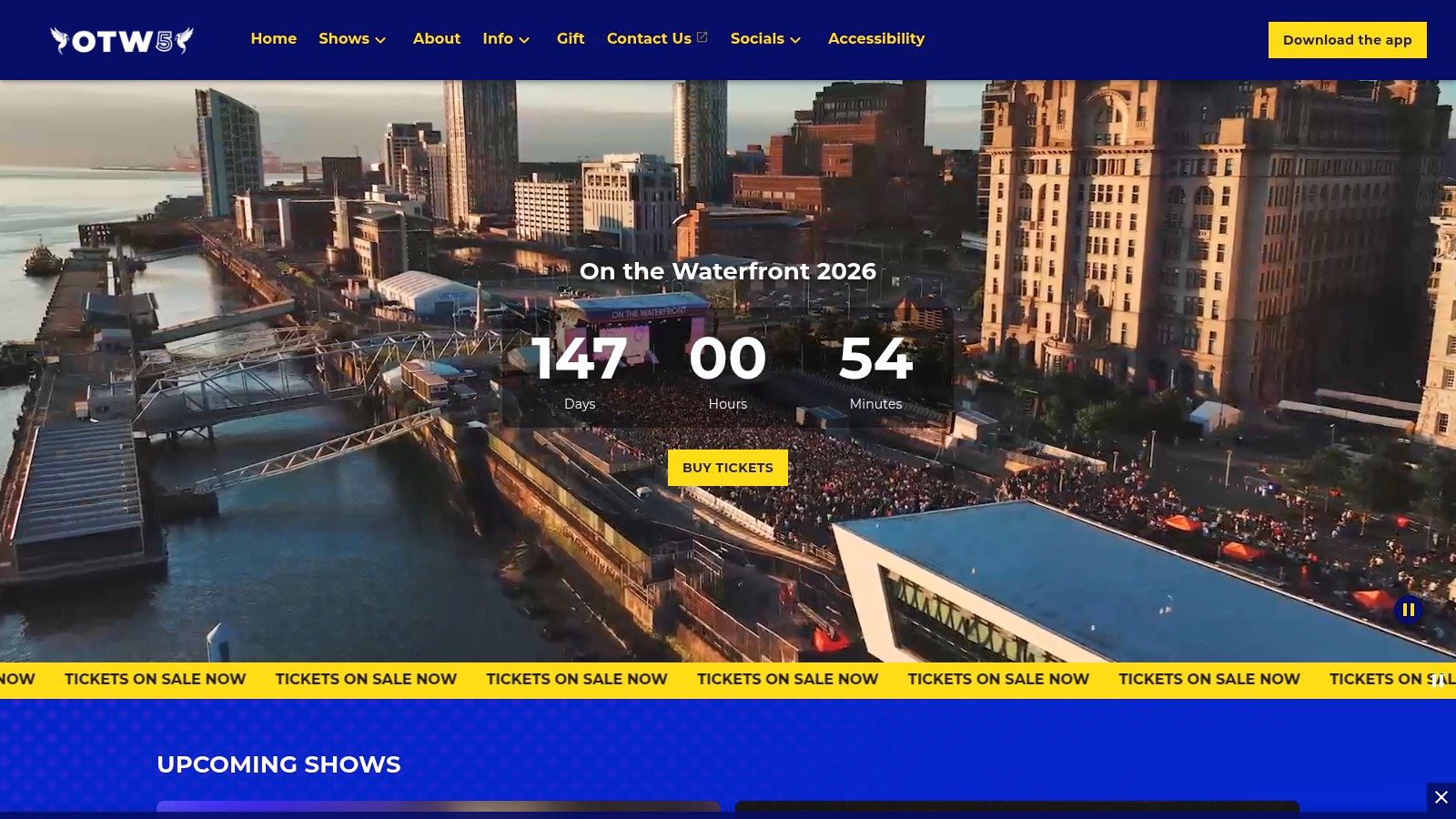 On the Waterfront music festival official website homepage