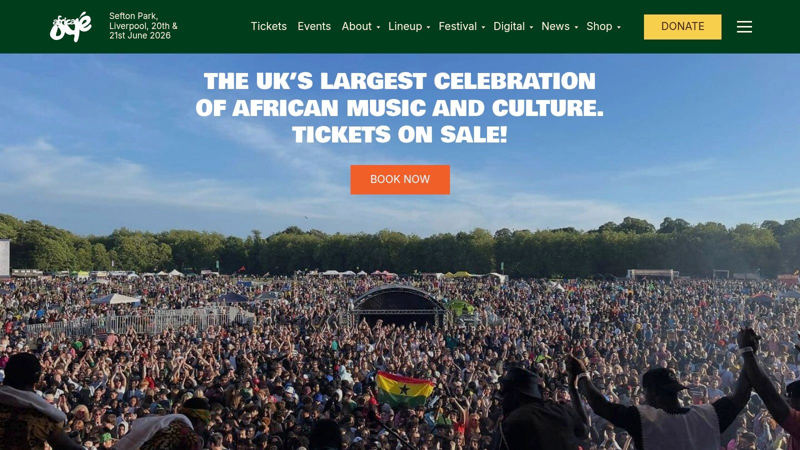 Africa Oyé music festival official website homepage