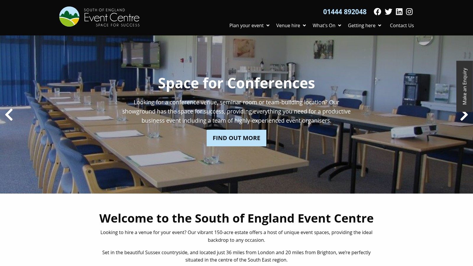 The versatile conference and event space at the South of England Event Centre