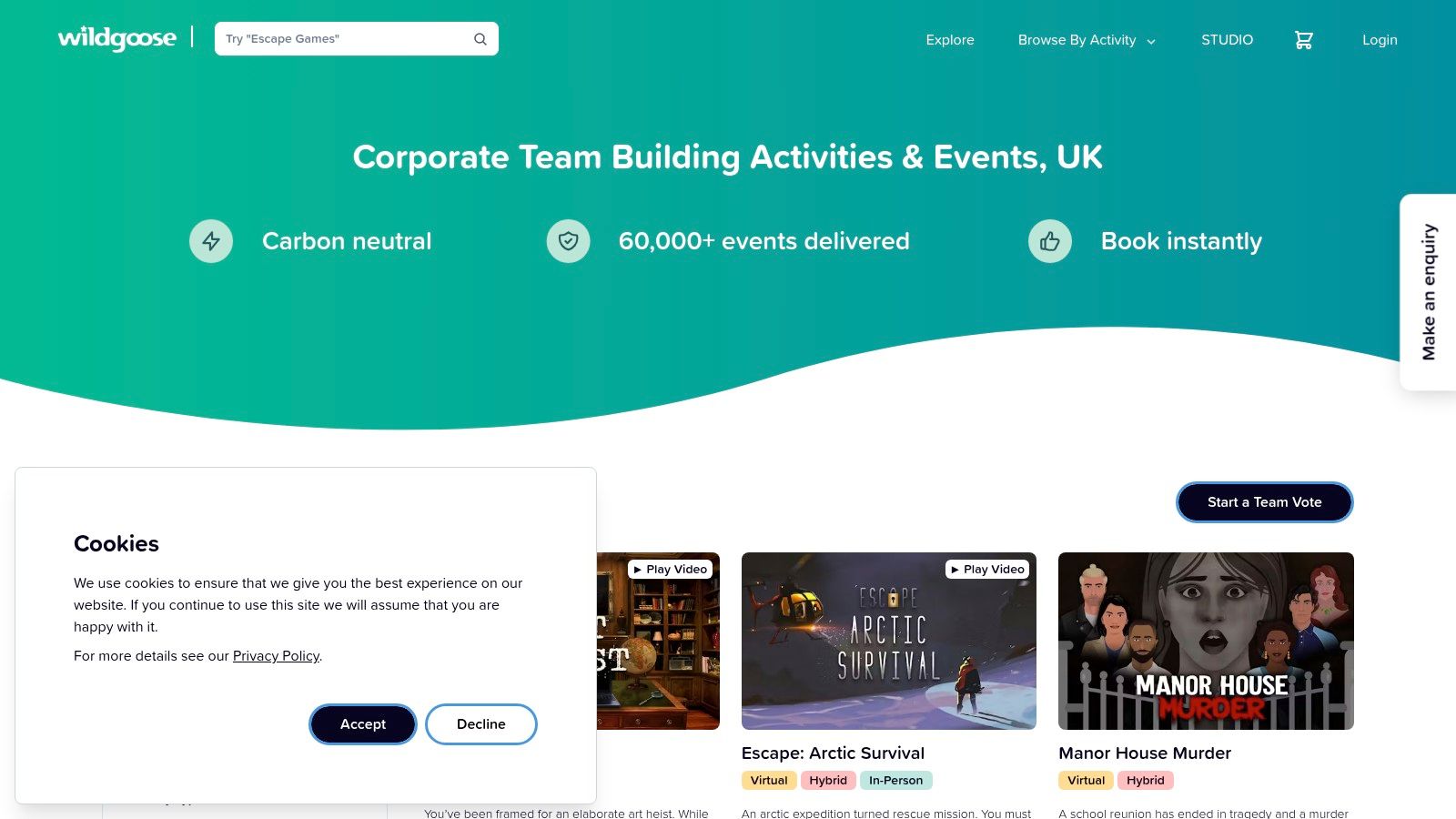 Wildgoose team participating in an outdoor challenge