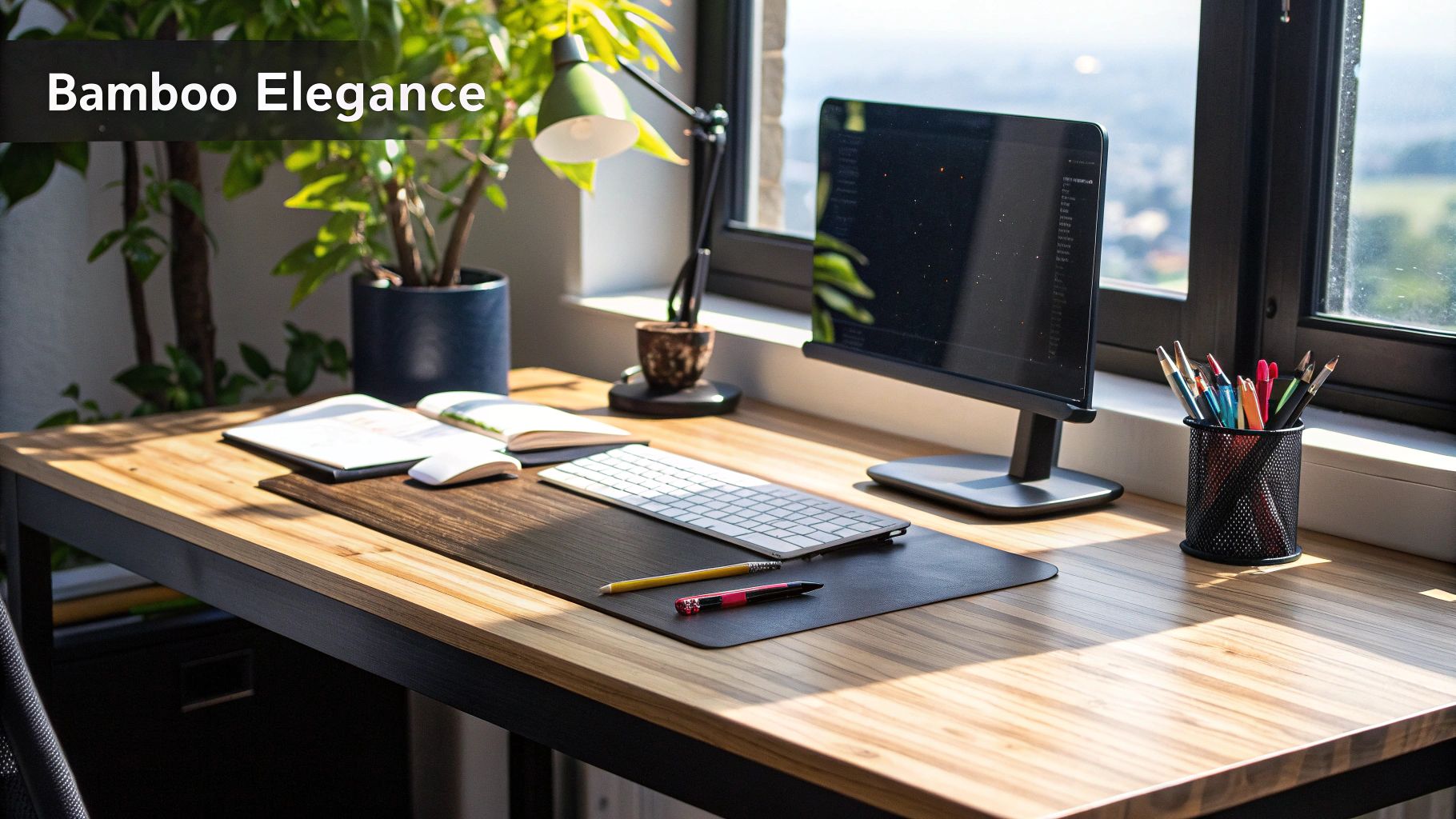 Jarvis L-Shaped Bamboo Standing Desk