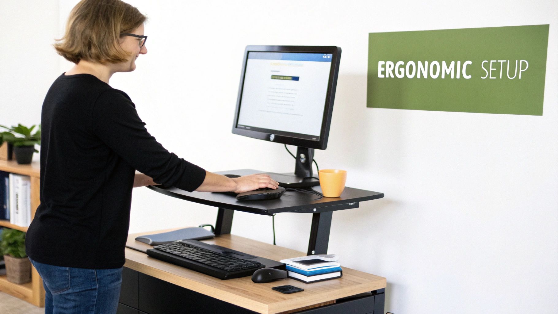 Person at a standing desk