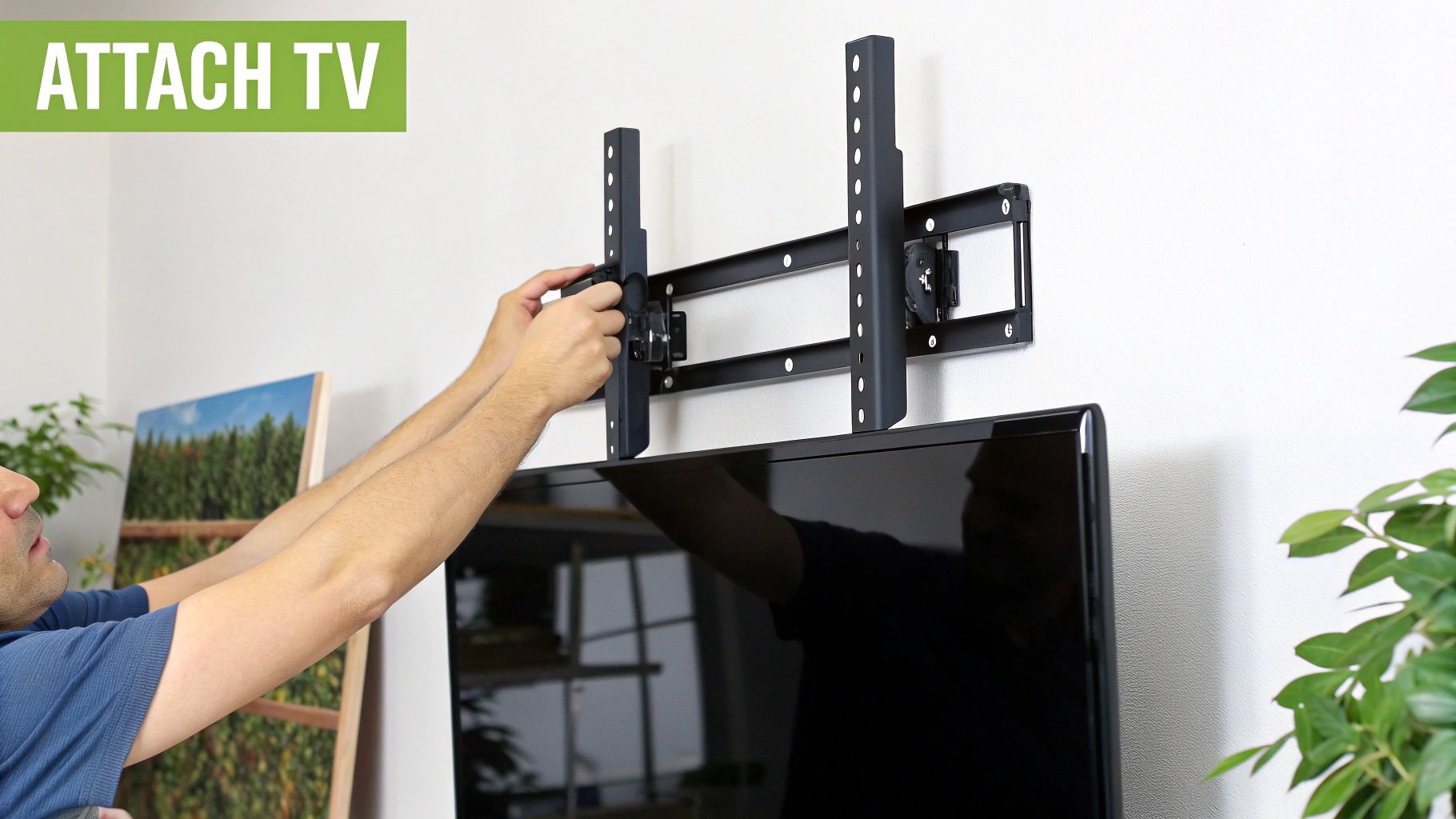 Image of a broken TV mount, illustrating the importance of proper installation