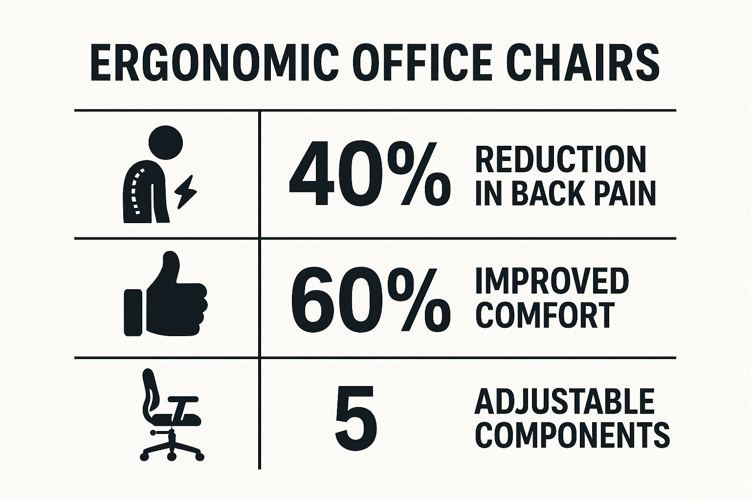 Infographic showing key data about Ergonomic Office Chair