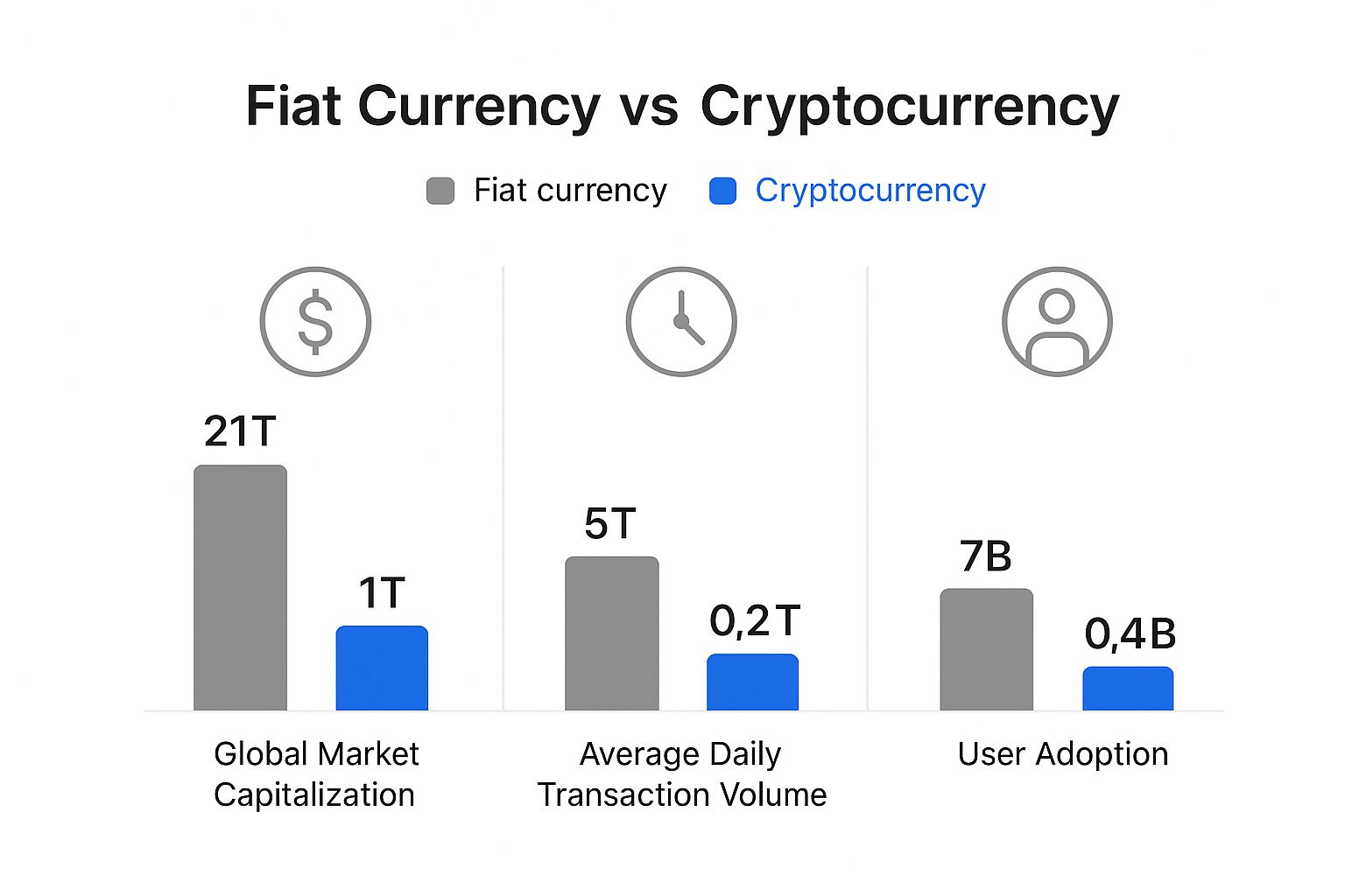 Infographic about fiat currency vs cryptocurrency