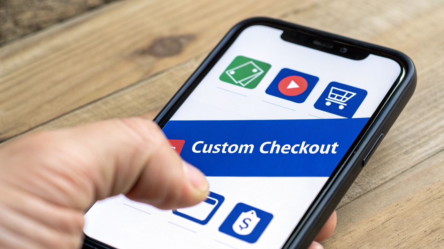 A streamlined and modern checkout page on a tablet, showcasing a custom payment integration for WordPress.
