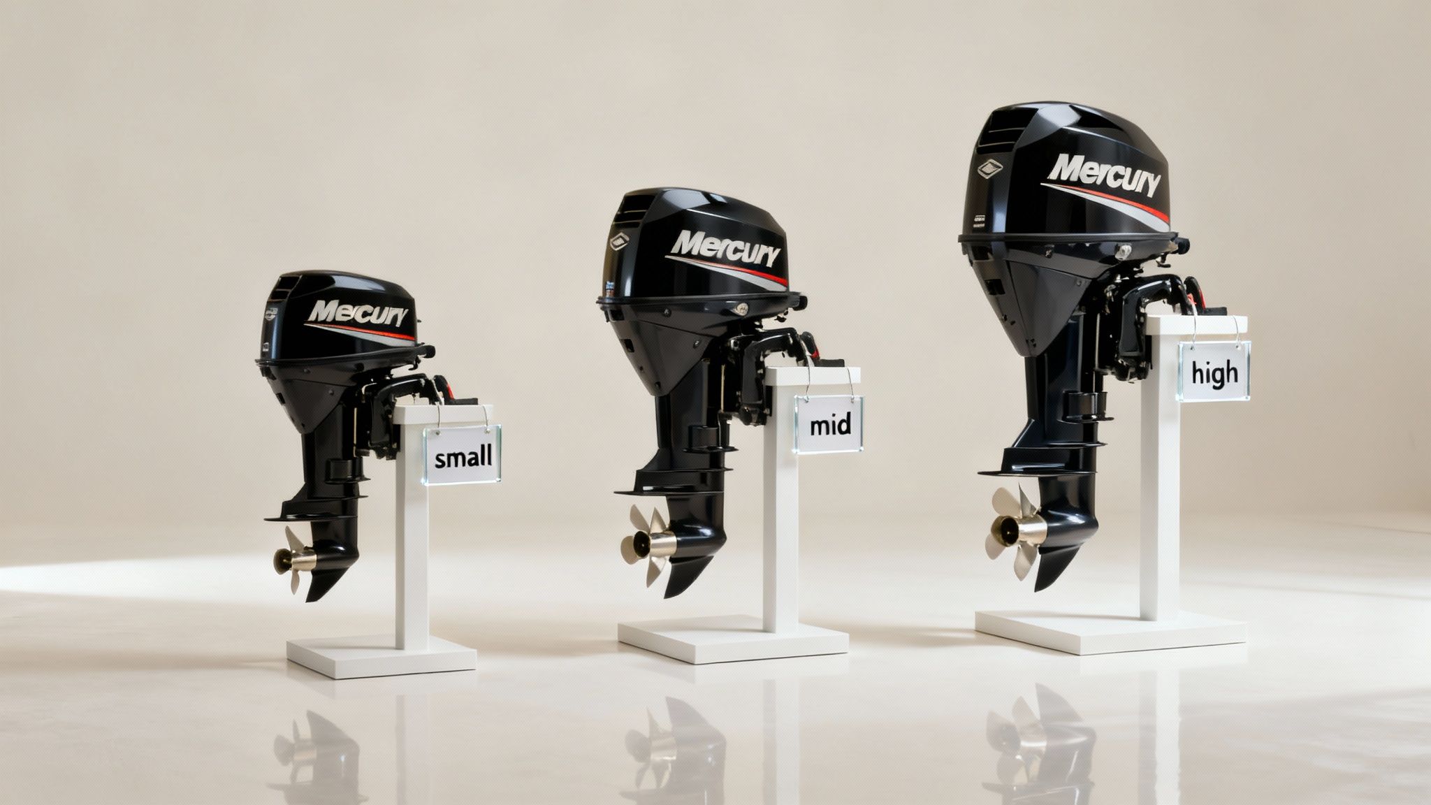 A powerful Mercury outboard motor attached to the back of a boat speeding through the water.