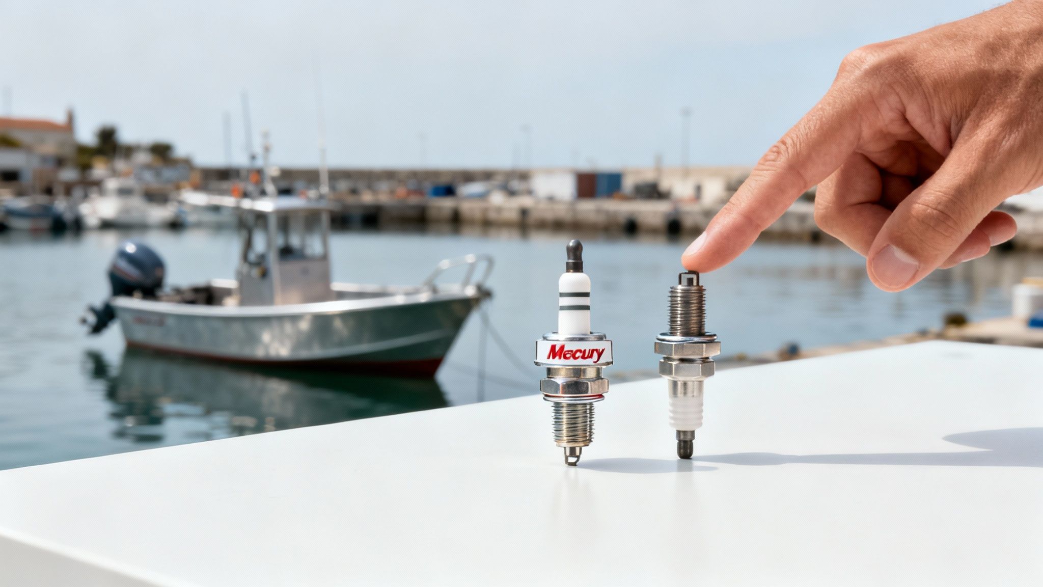 An array of genuine Mercury boat motor parts neatly arranged, showcasing their quality.