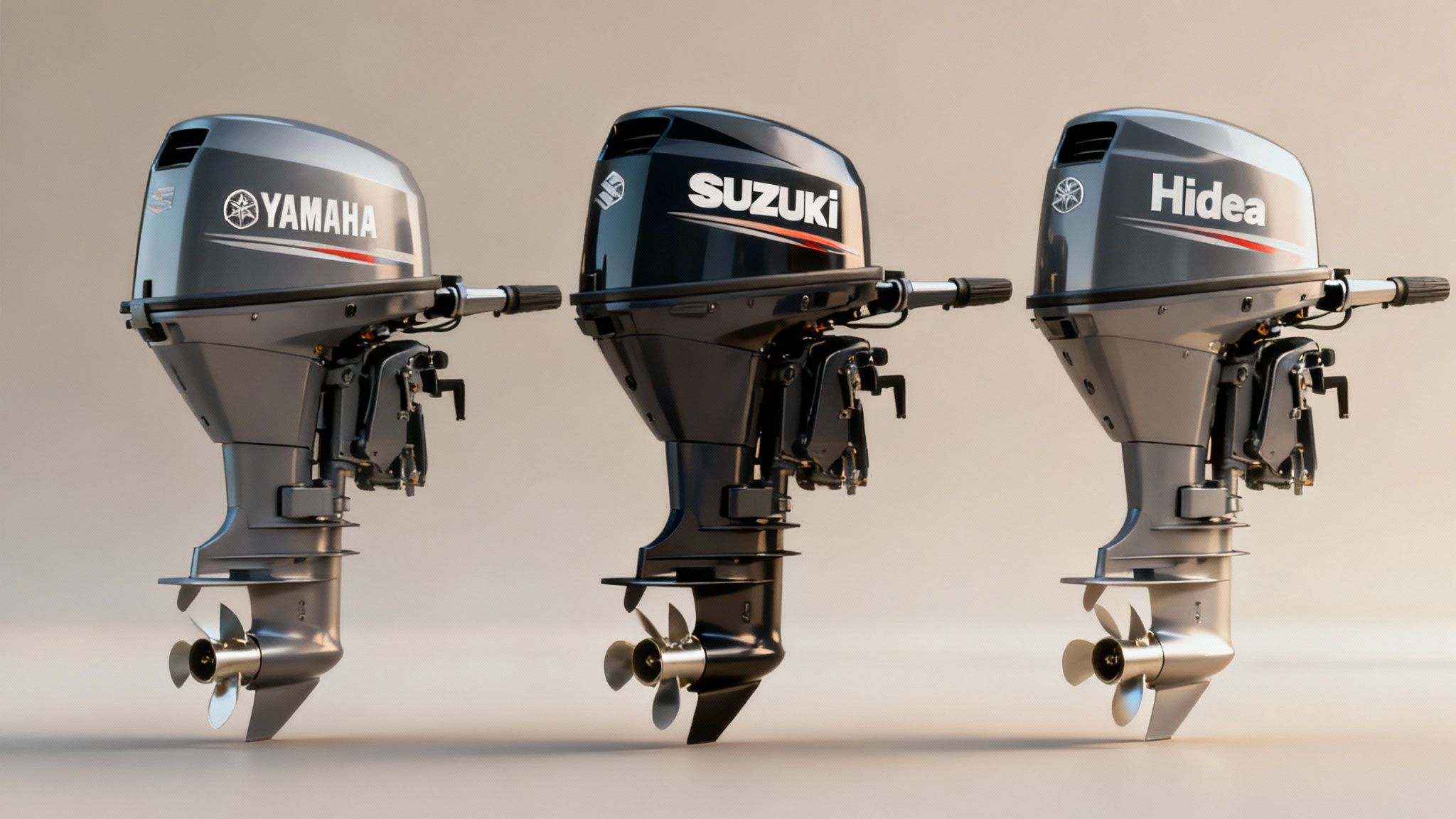 A lineup of affordable outboard motors on display