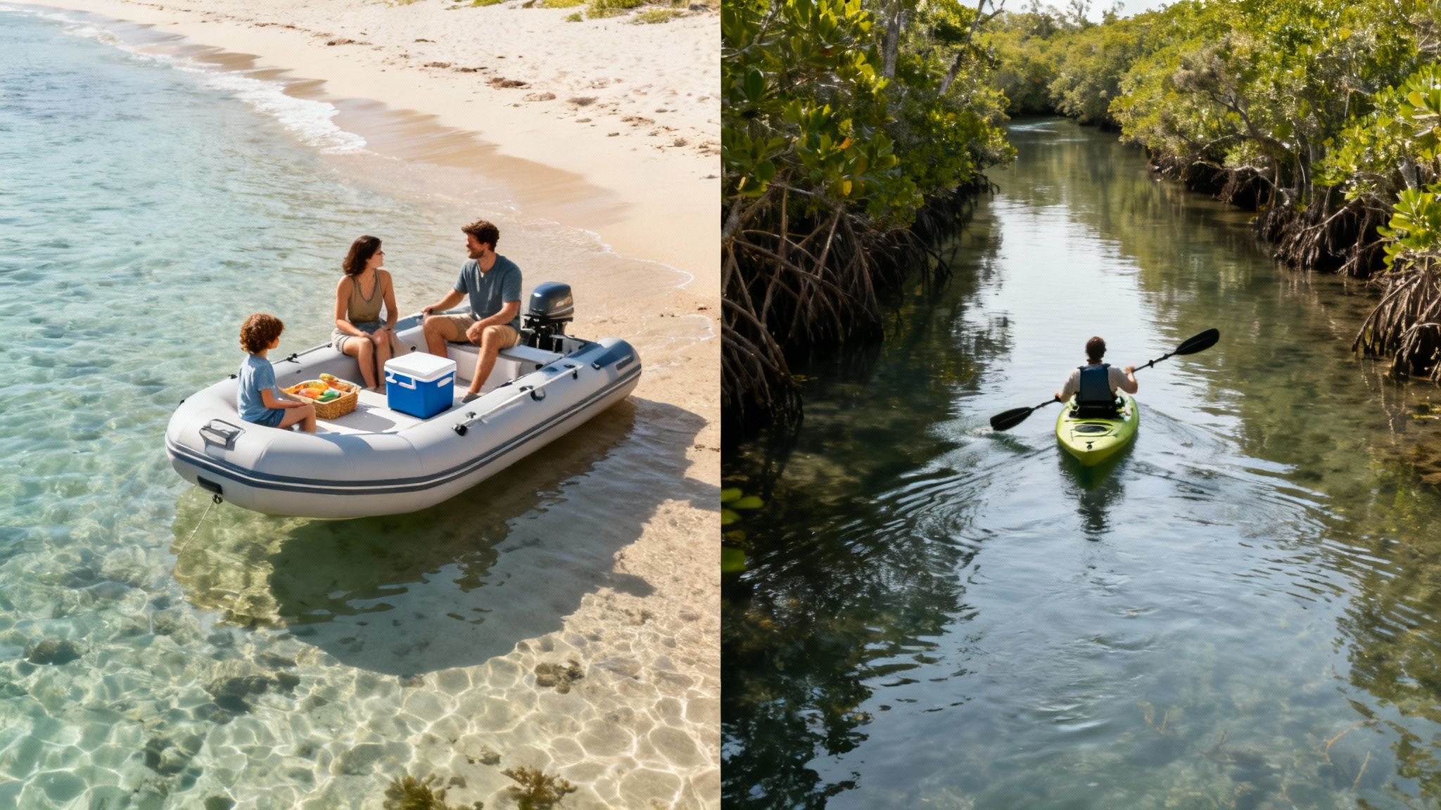 Family reviewing a budget for a new boat purchase